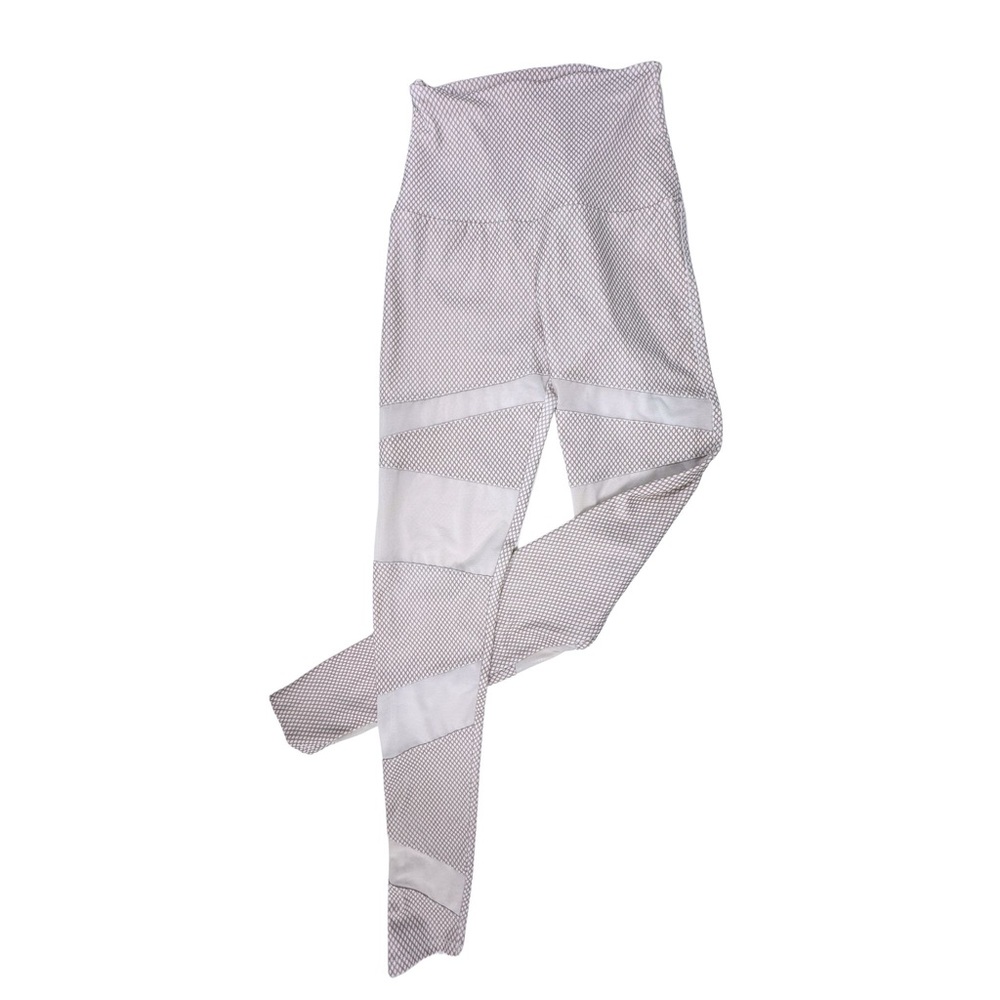 ONZIE Yoga High-Waist Mesh Panel Leggings in Rose Gold and White